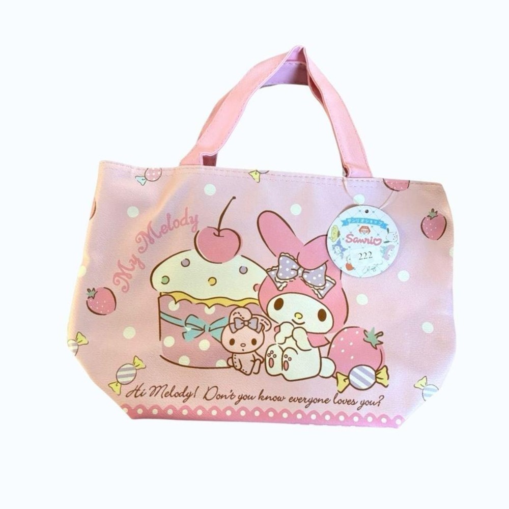 🧁 NWT My Melody "Everyone Loves You" Mini Tote Lunch Bag 🍓